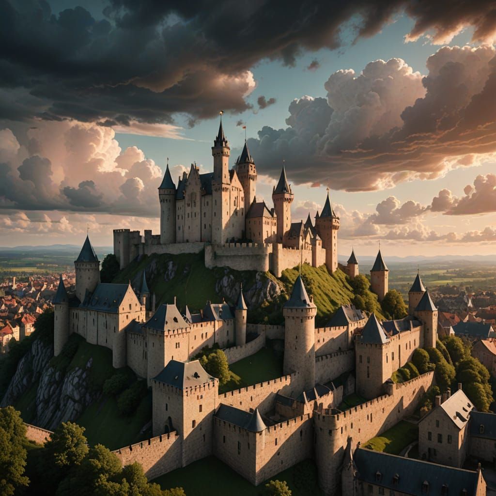 Medieval City of Wonder Under Dusk