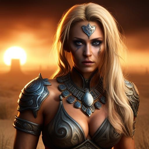 Detailed Portrait of a Beautiful Barbarian Woman