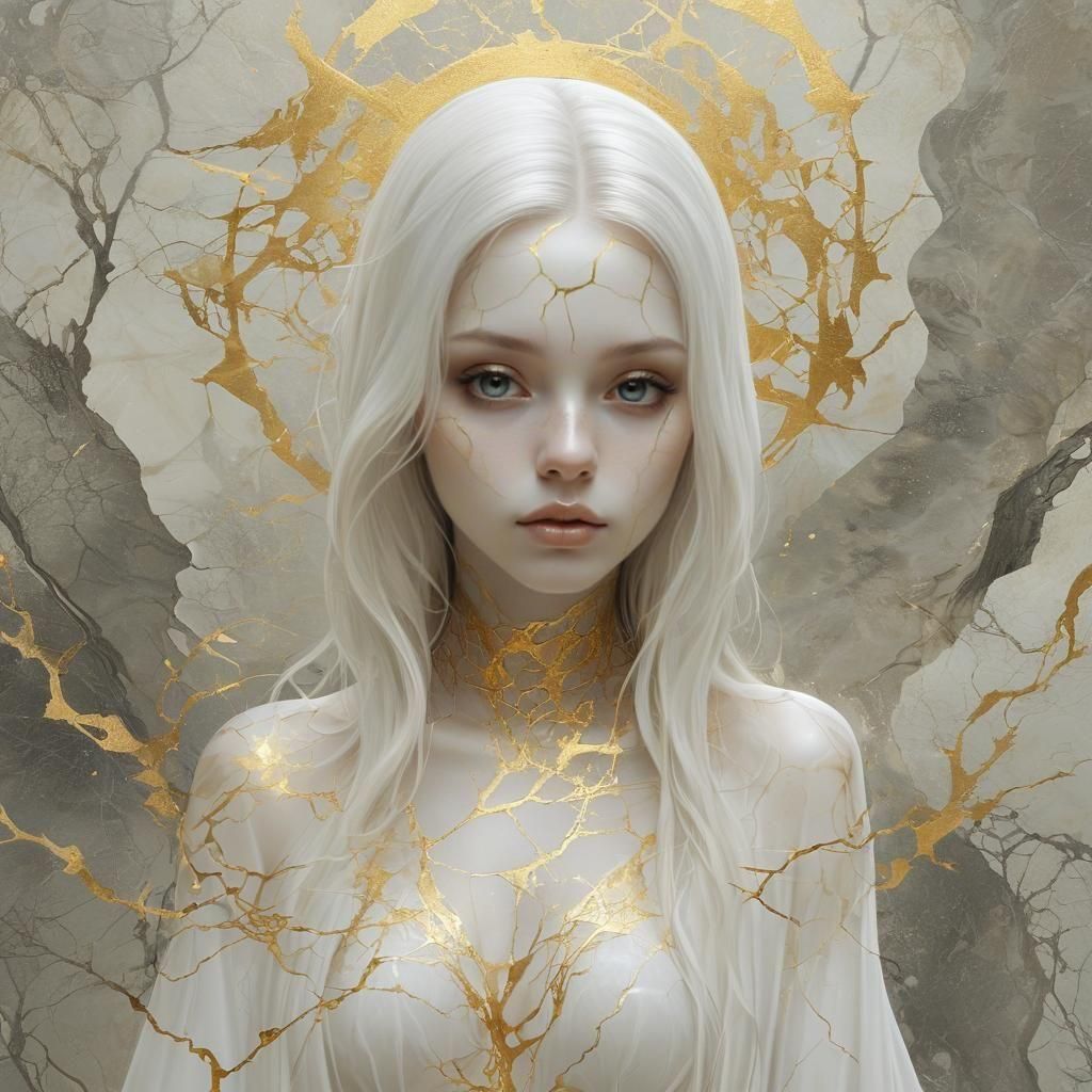 Ethereal Marble Goddess with Kintsugi Veins