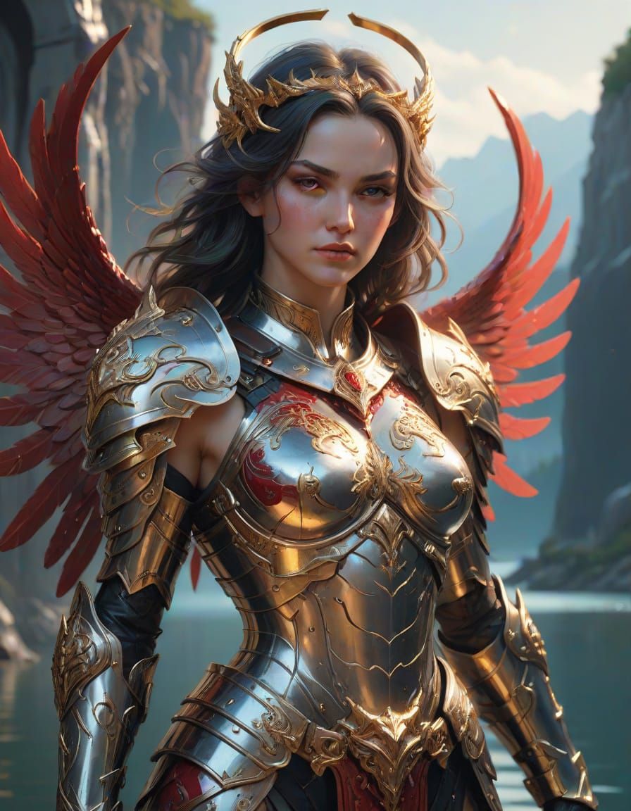 Angel and Demon Woman Split Splash Art