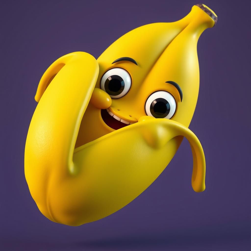 Cheerful Banana with Expressive Face in 3D