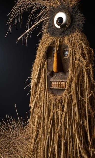 Eerie Scarecrow Portrait in Surreal Dark Art Style