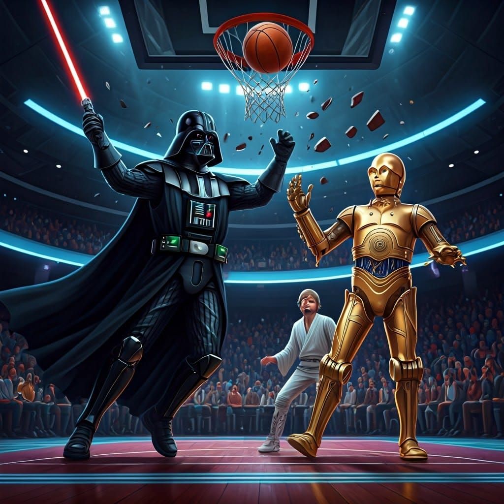 Darth Vader Leads Galactic Basketball Squad in High-Flying A...