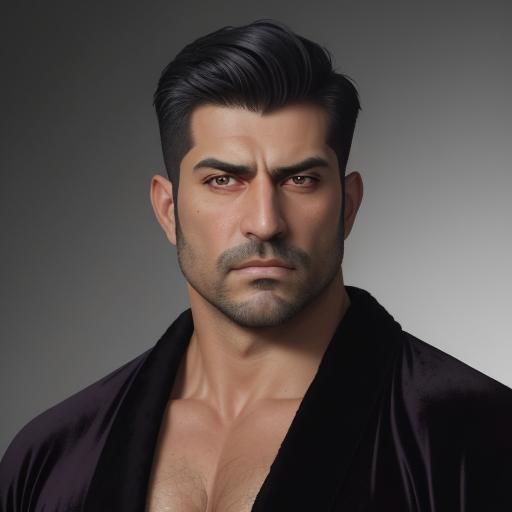 Furious Hunk in Black Velvet: An Impasto Portrait