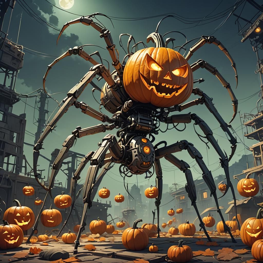 Vibrant Pumpkin Masterpiece in Flat Anime Style