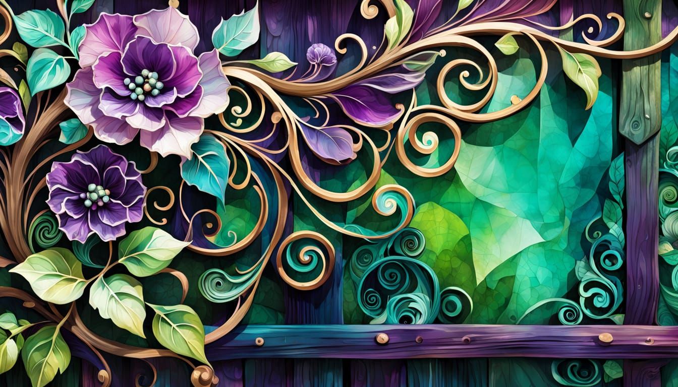 Alcohol Ink Art: Vines on Geometric Fence