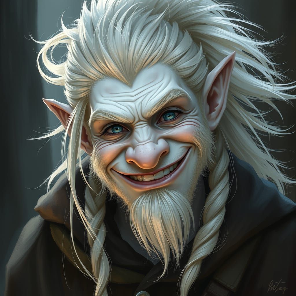 Confident Troll with Silver-Blonde Ponytail and Charismatic ...