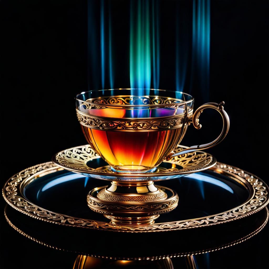 Tea with Aurora Borealis in Gilded Holder