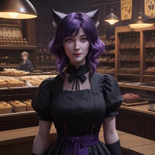 Adorable Jiji in Bakery, Studio Ghibli Style