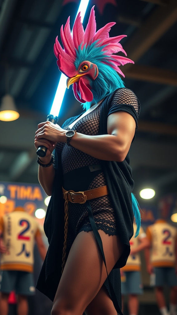 Lightsaber-Wielding Bodybuilder in Chromatic Polaroid