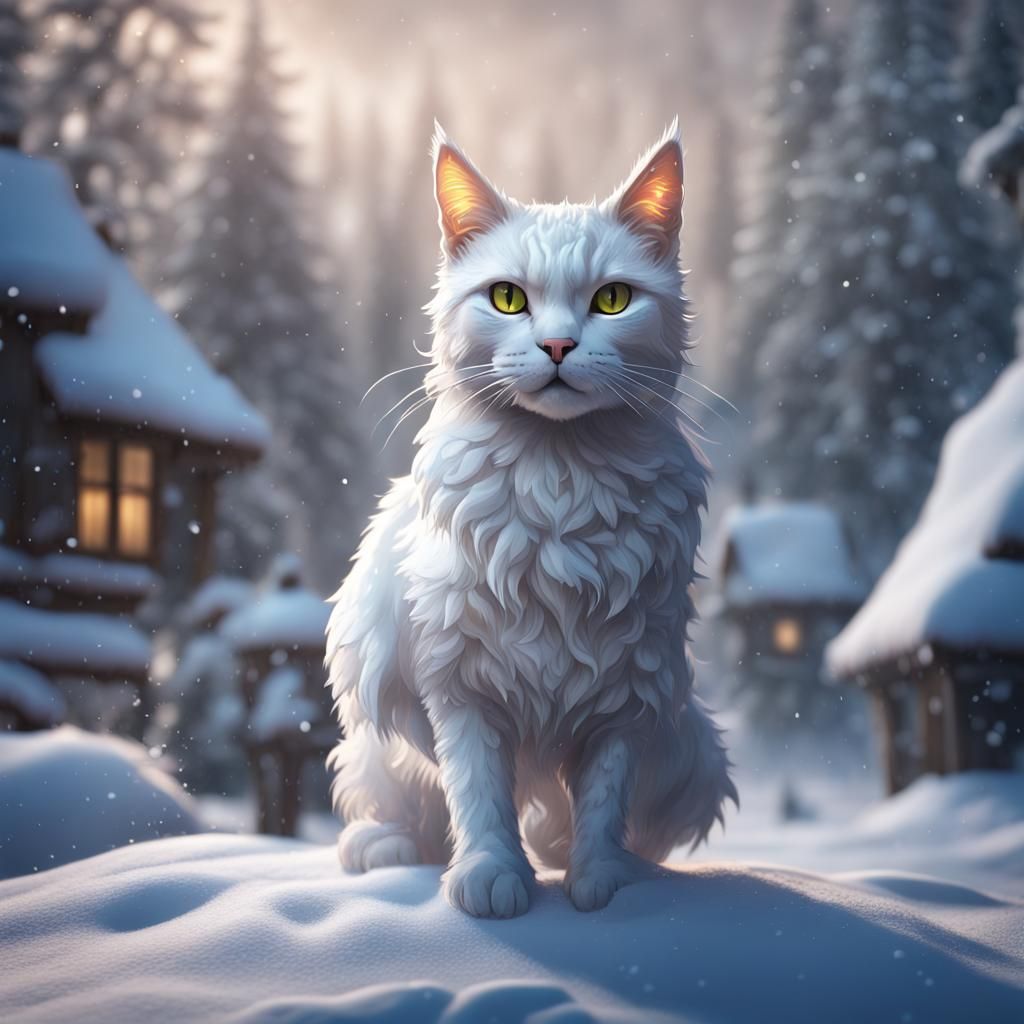 Snow Cat: Detailed Matte Painting