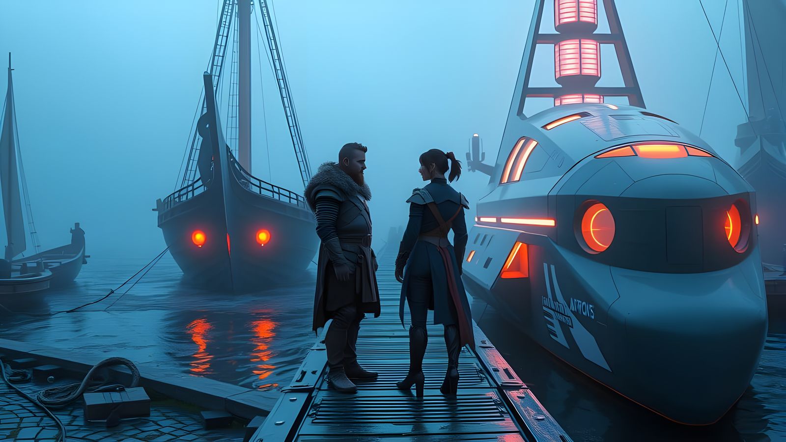 Viking Captain Meets Starship Commander at Blue Hour
