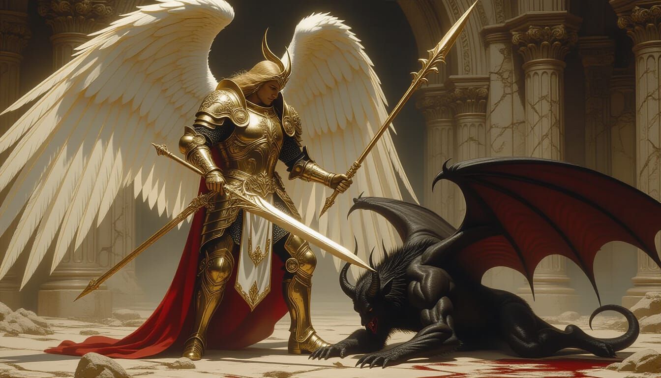 Archangel Michael Triumphant Over Lucifer