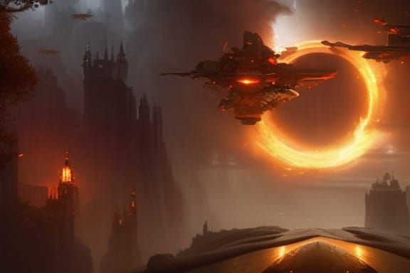 Dark Fantasy Landscape with Volumetric Lighting