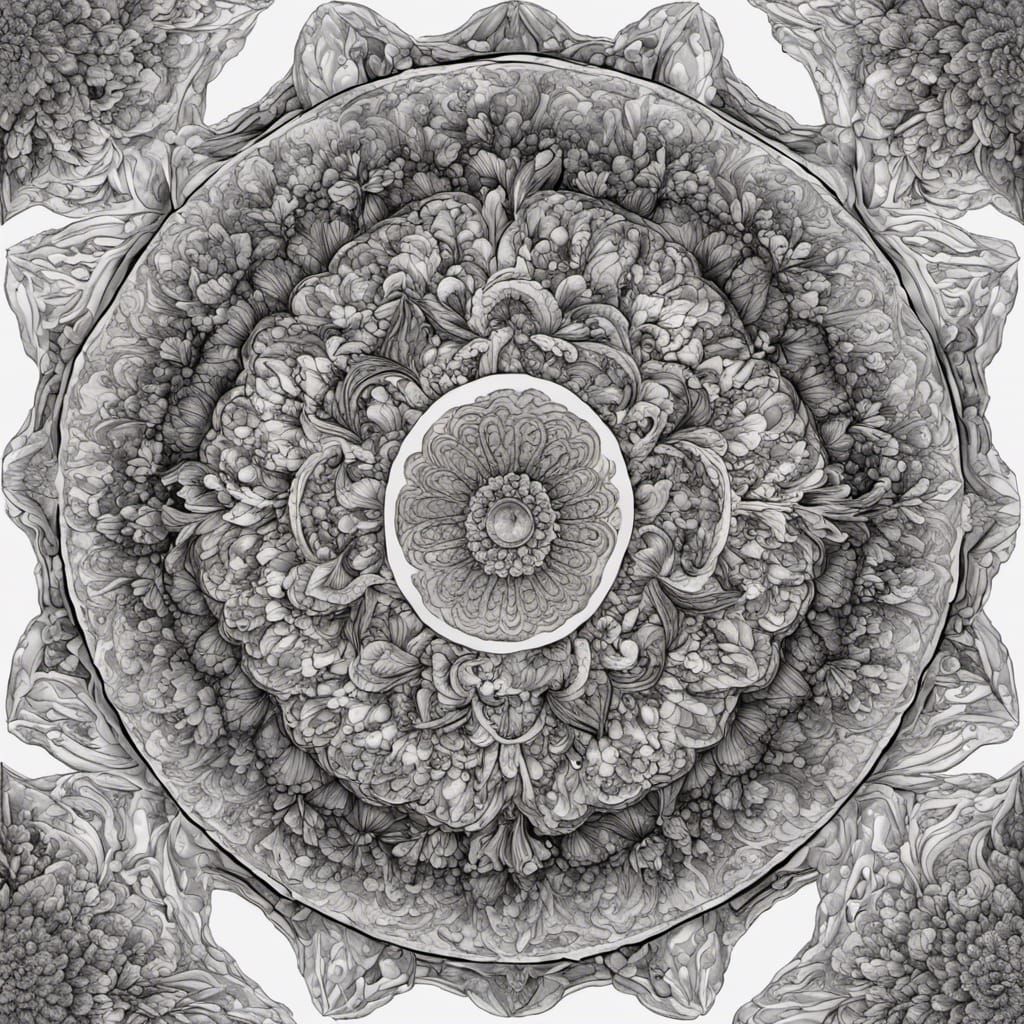 Intricate Mandala Coloring Page in Hyperrealistic Style
