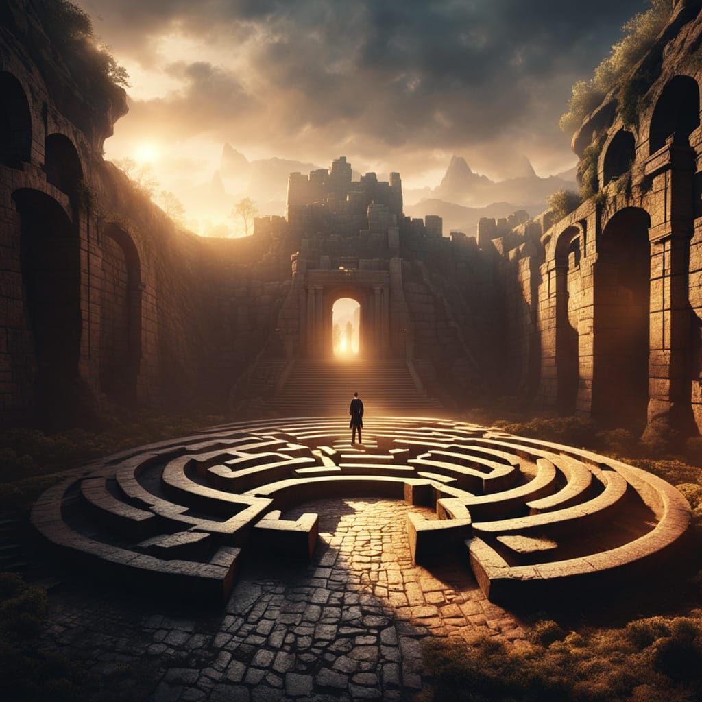 Labyrinth Figure in Dramatic Digital Painting