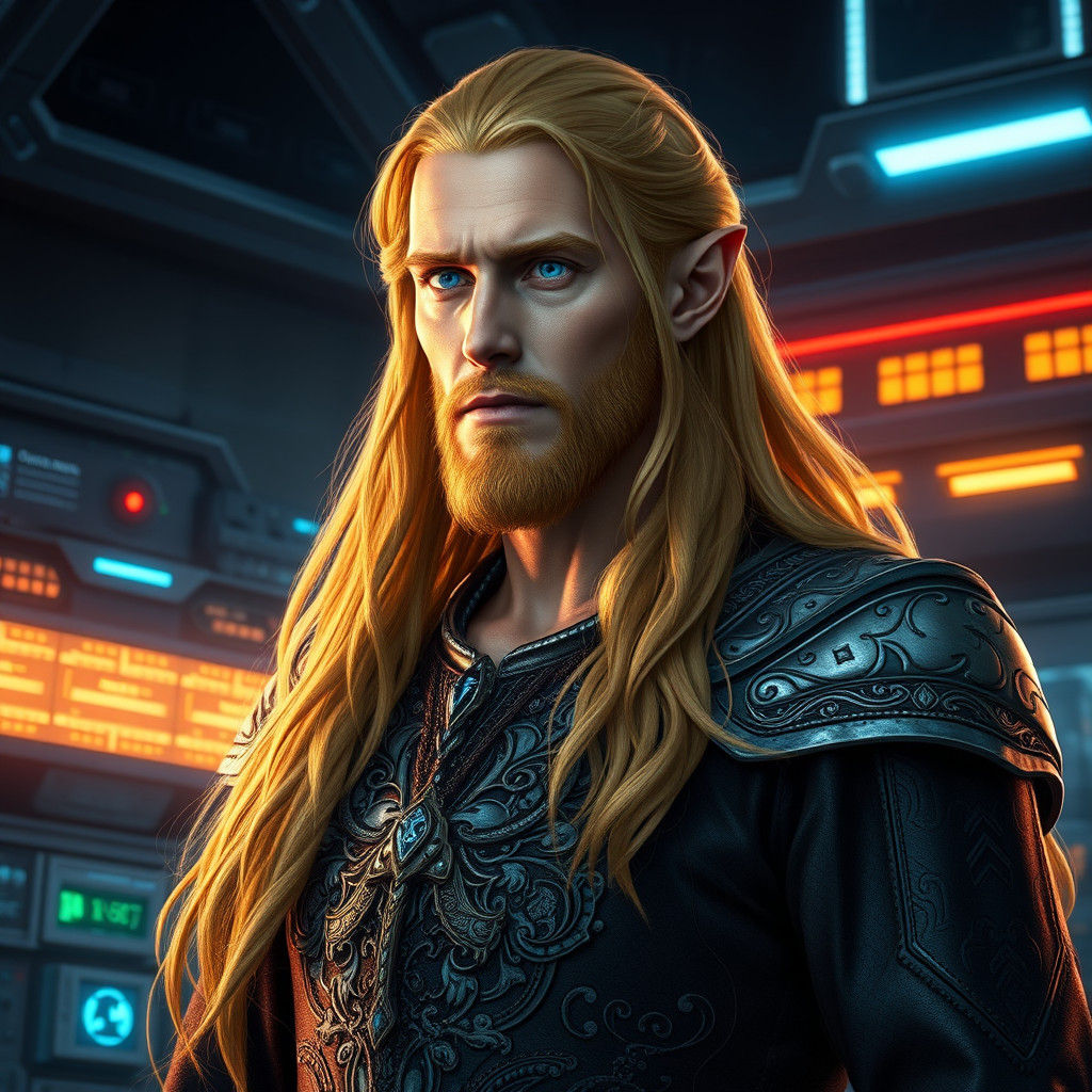 Imposing Blood Elf Noble in Sci-Fi Setting