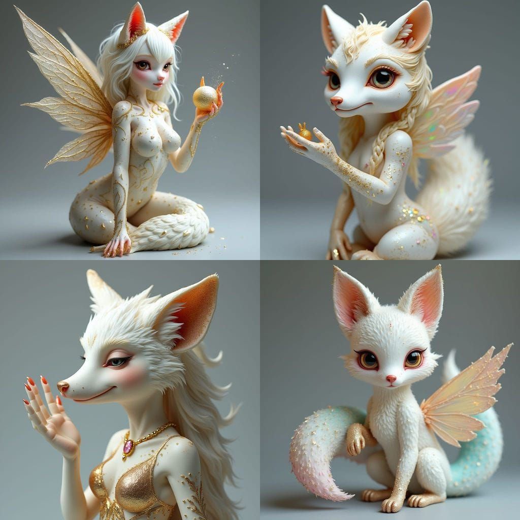 Hyper-Realistic Anthropomorphic Fox Fairy with Resin Hand