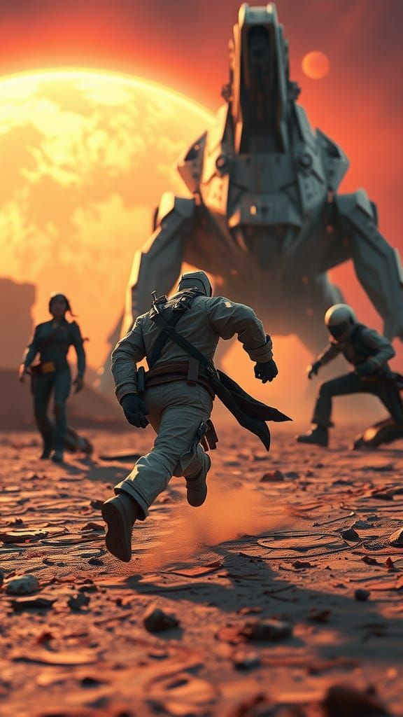 A space pirate fleeing a gargantuan space monster, Origami p...