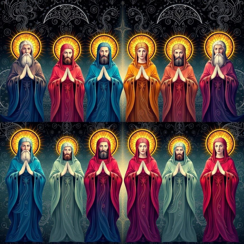 Eight Mystical Saints in Harmony with Wave Functions