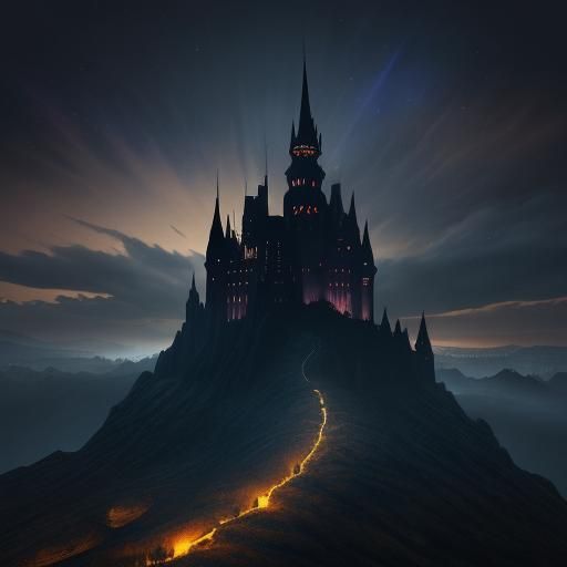 Majestic Gothic Castle at Night: Digital Matte Painting