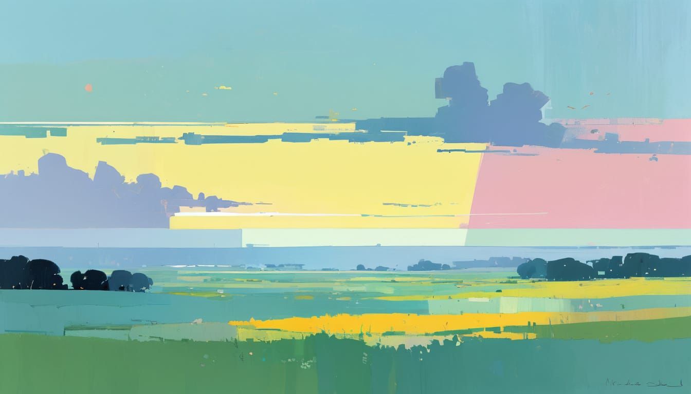 Vibrant Pastel Landscape in Impasto Style