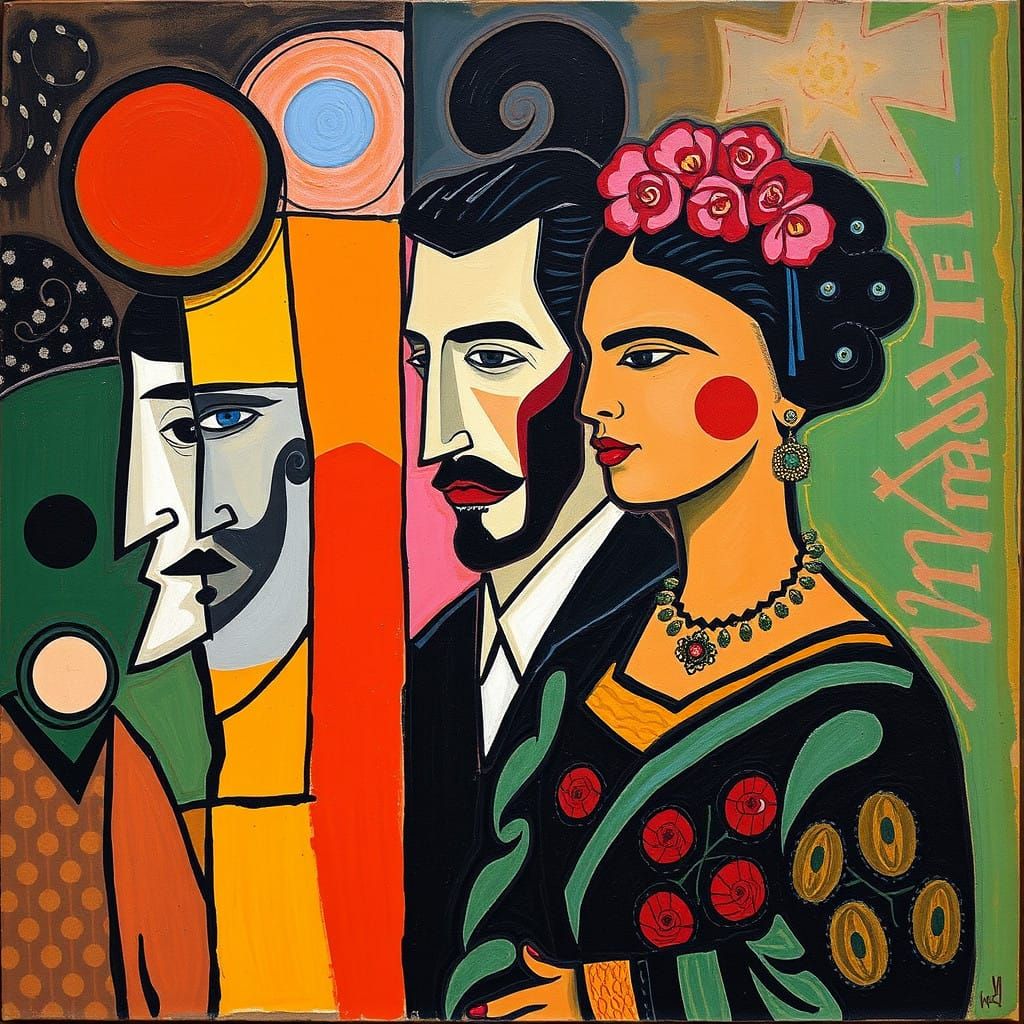 Artistic Synthesis in Vibrant Colors and Geometric Forms