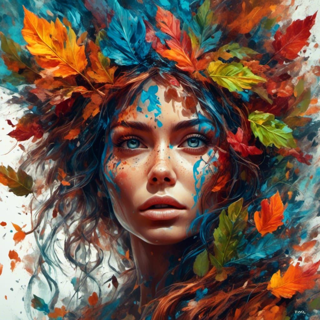 Majestic Fae Woman Portrait in Graffiti Art Style