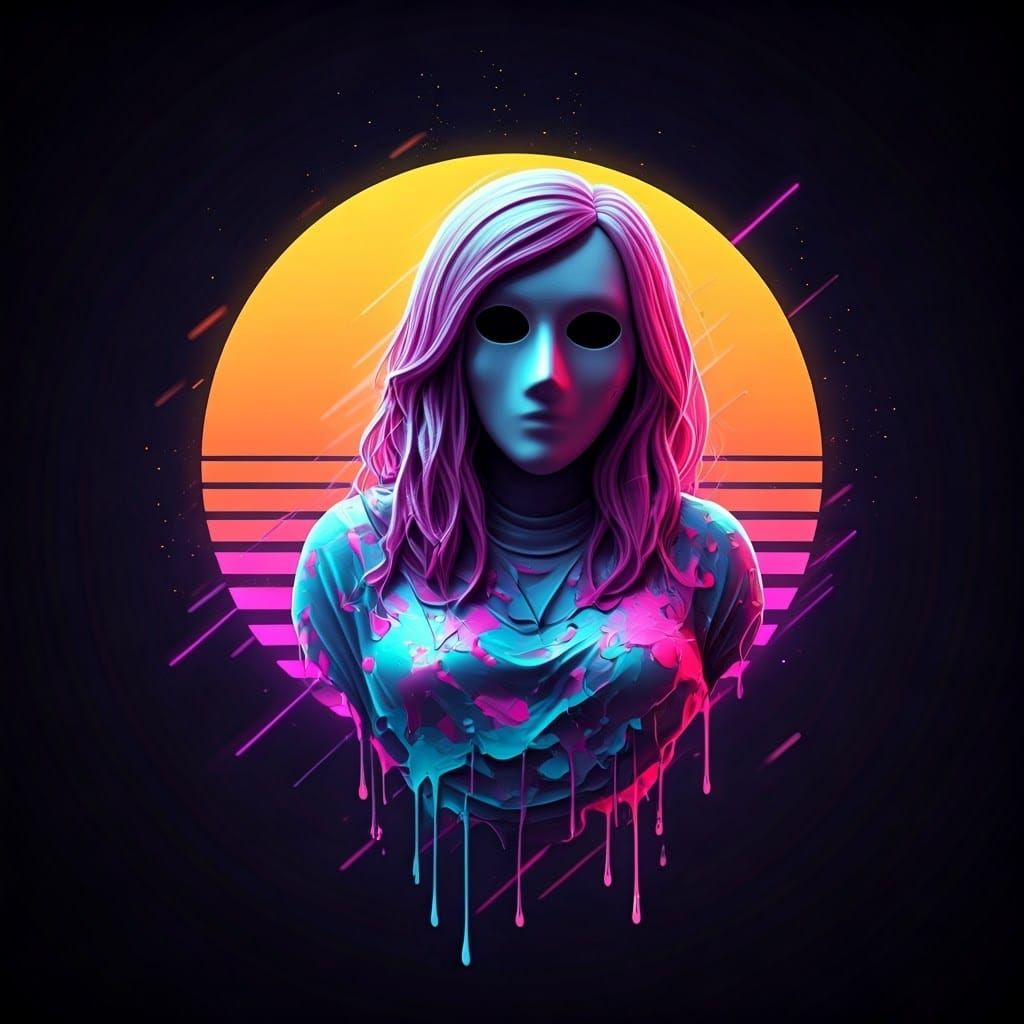 Retro-Futuristic Neon Explosion of 3D Plastic Masks