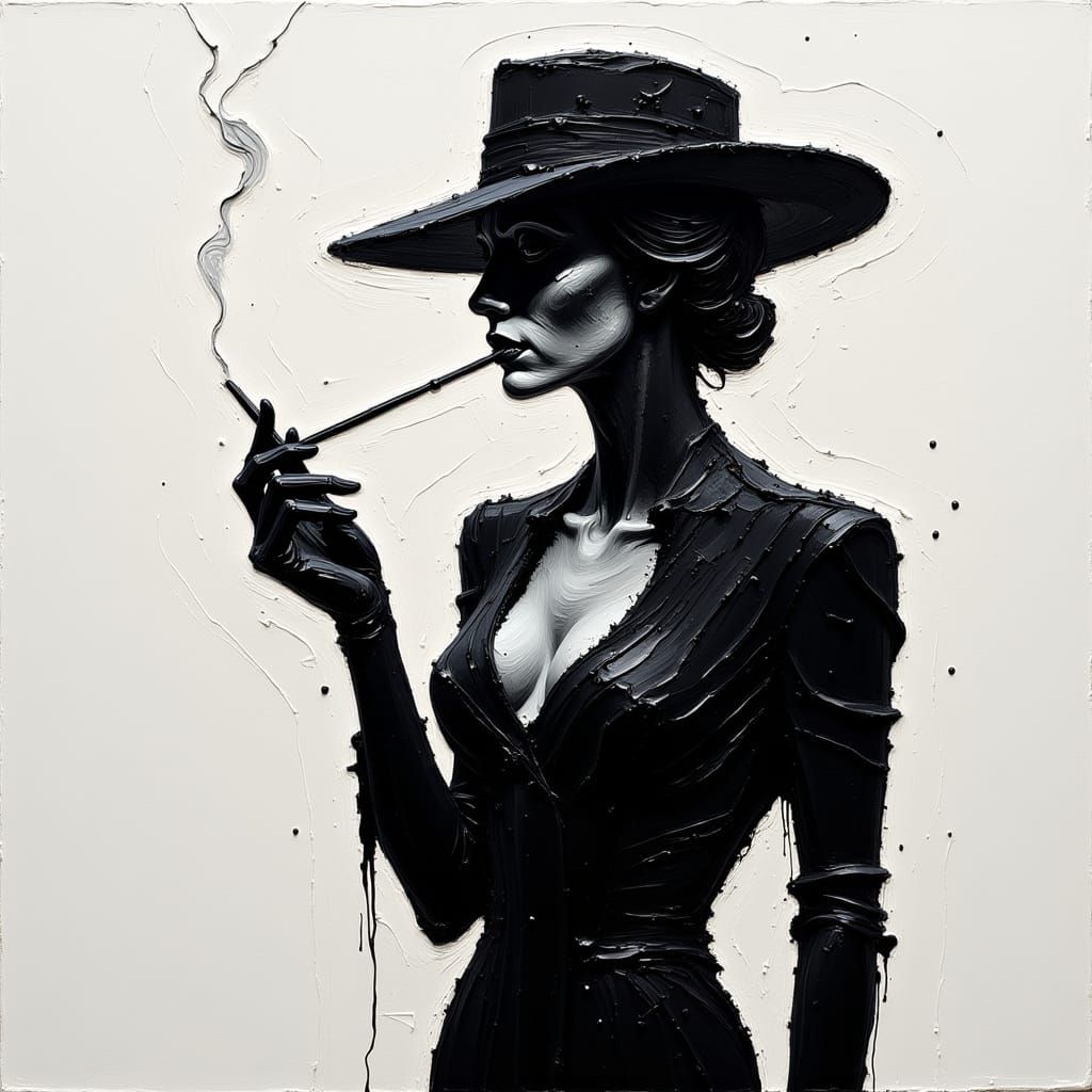 Enigmatic Woman in Film Noir Silhouette