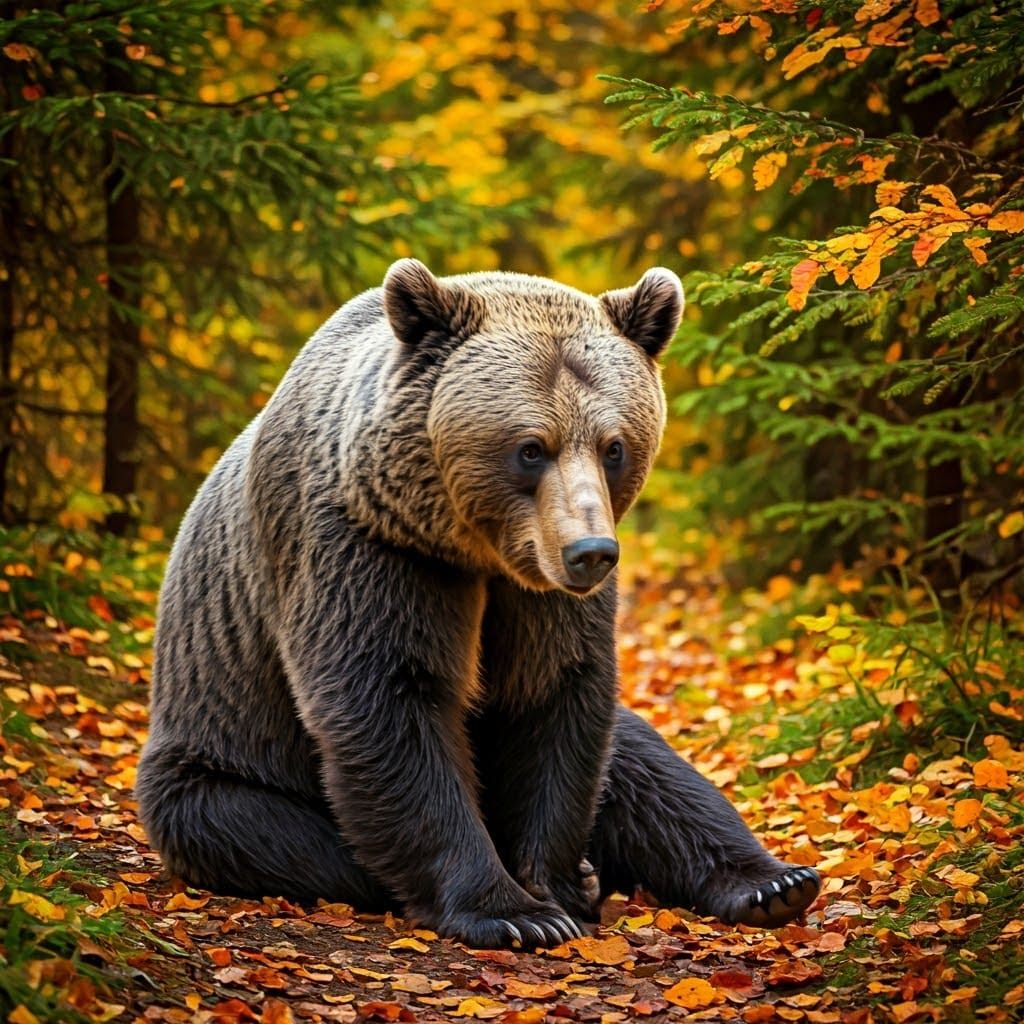Emotional Autumn Bear Finds Peaceful Slumber
