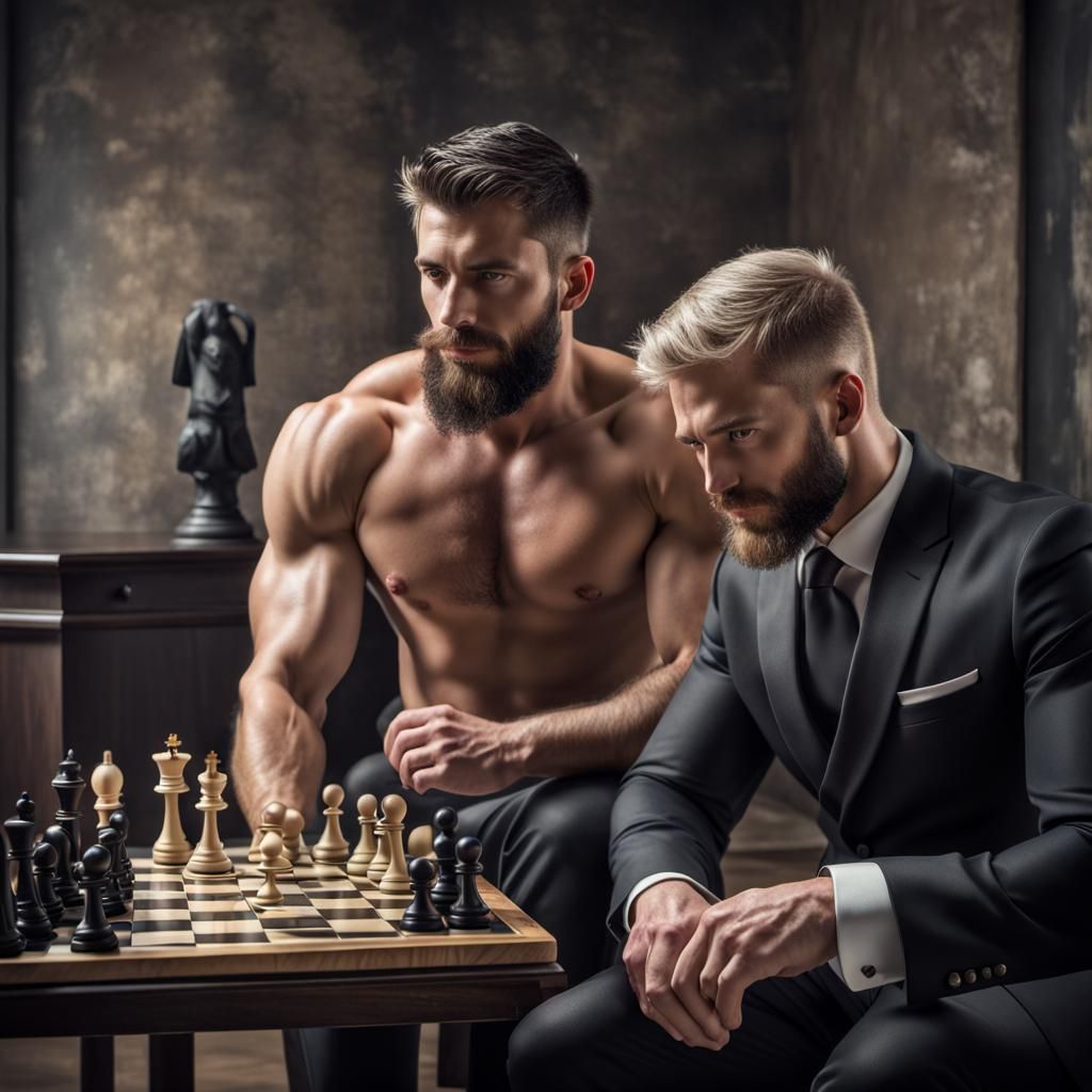 Hyperrealistic Chess Game Between Soldier and Man