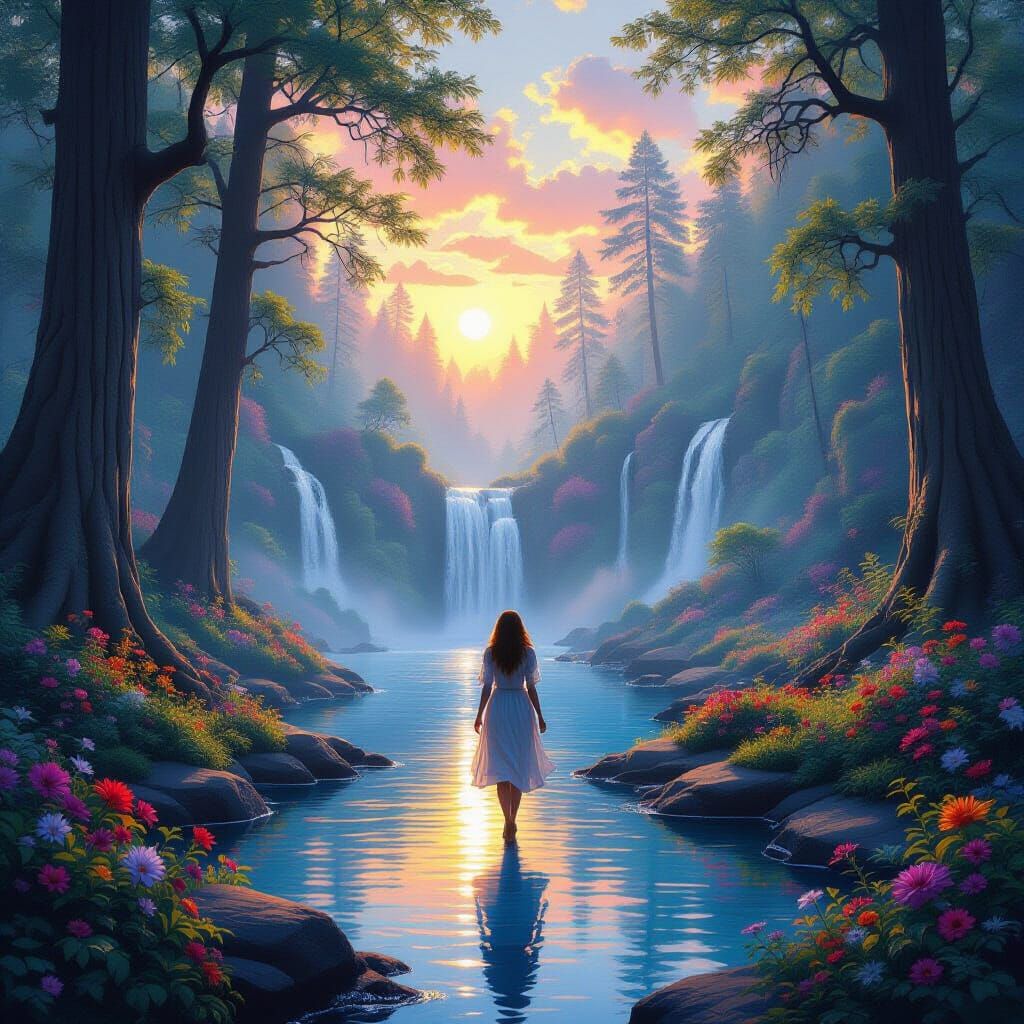 Ethereal Sunset in Avatar Fantasy Forest