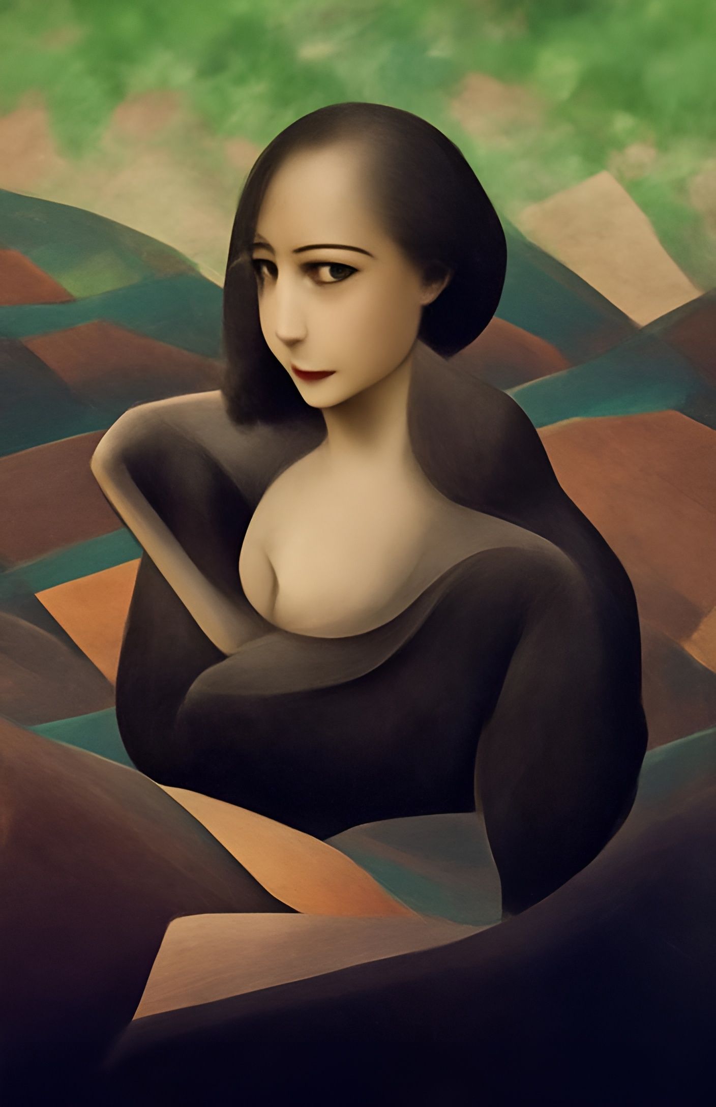 Strange Personification Painting in Pointillist Style