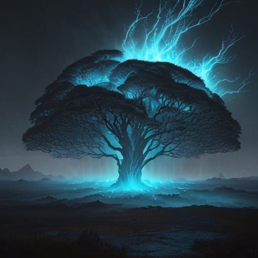 Ethereal Blue Flame Realm in Cinematic Vista