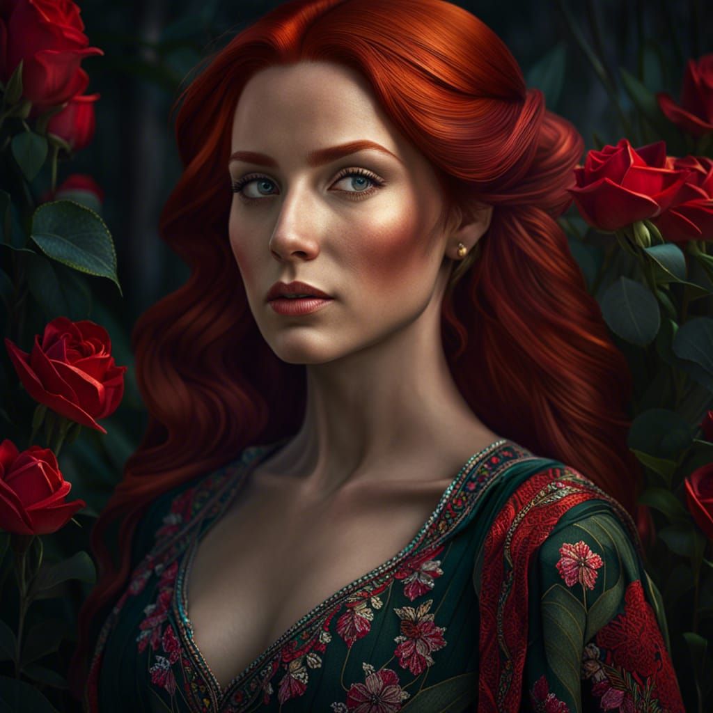 Rose Elf Portrait in Hyperrealistic Style