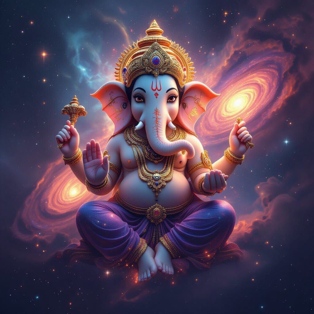 Lord Ganesha Made of Stars and Galaxies