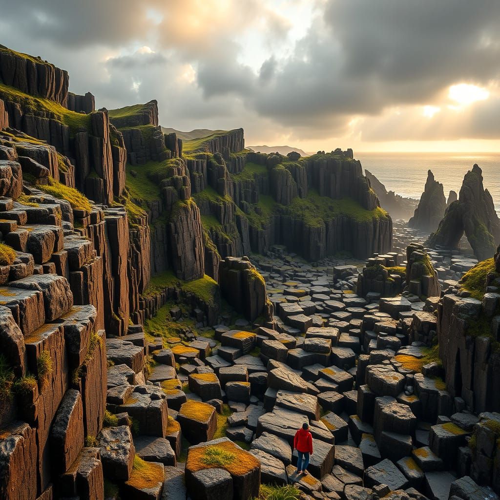 Surreal Giant's Causeway Landscape in Hyper-Realistic Style