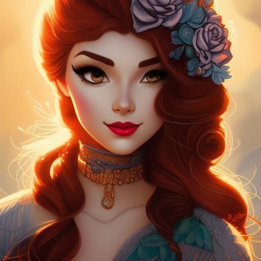 Detailed Portrait of a Woman in Animation Style