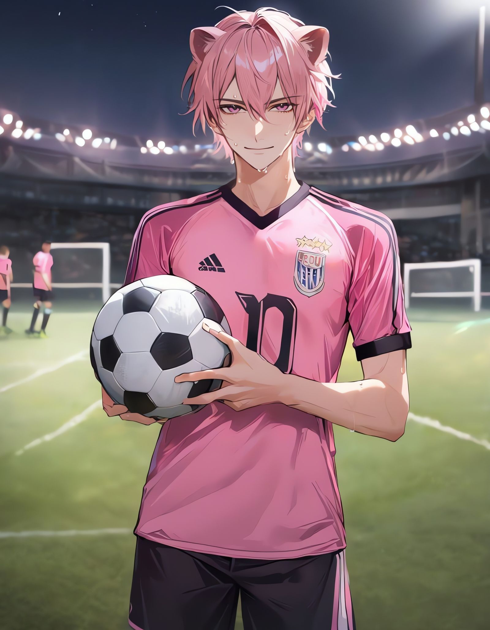 Charming Bishounen Cowboy Scores Goal Under Starry Night Sky
