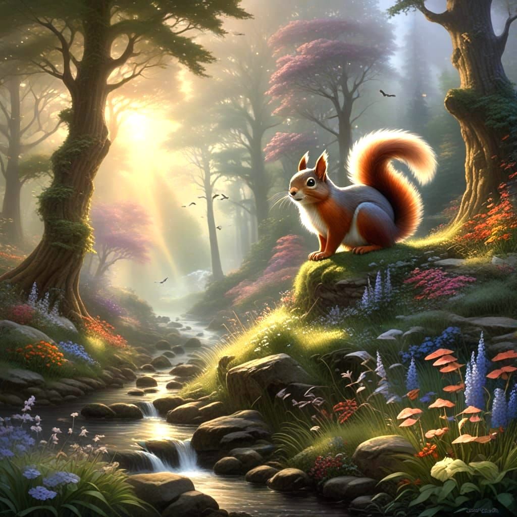 Ethereal Fantasy Creature in Enchanted Forest Glade