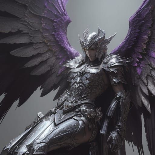 Fallen Angel on Throne in Dark Fantasy Art Nouveau