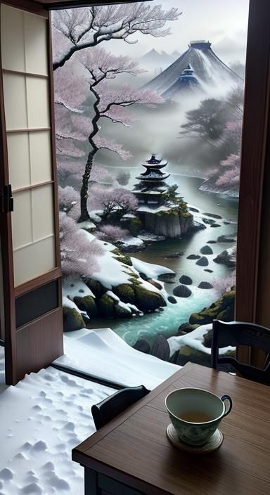 Vibrant Origami Tiger in Whimsical Japanese Garden Scene