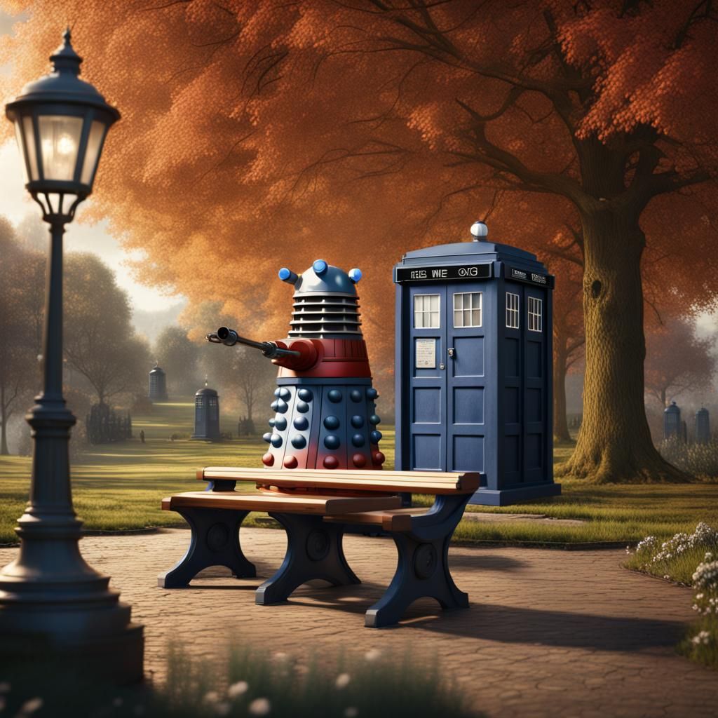 Dr. Who and Dalek: Detailed Matte Painting