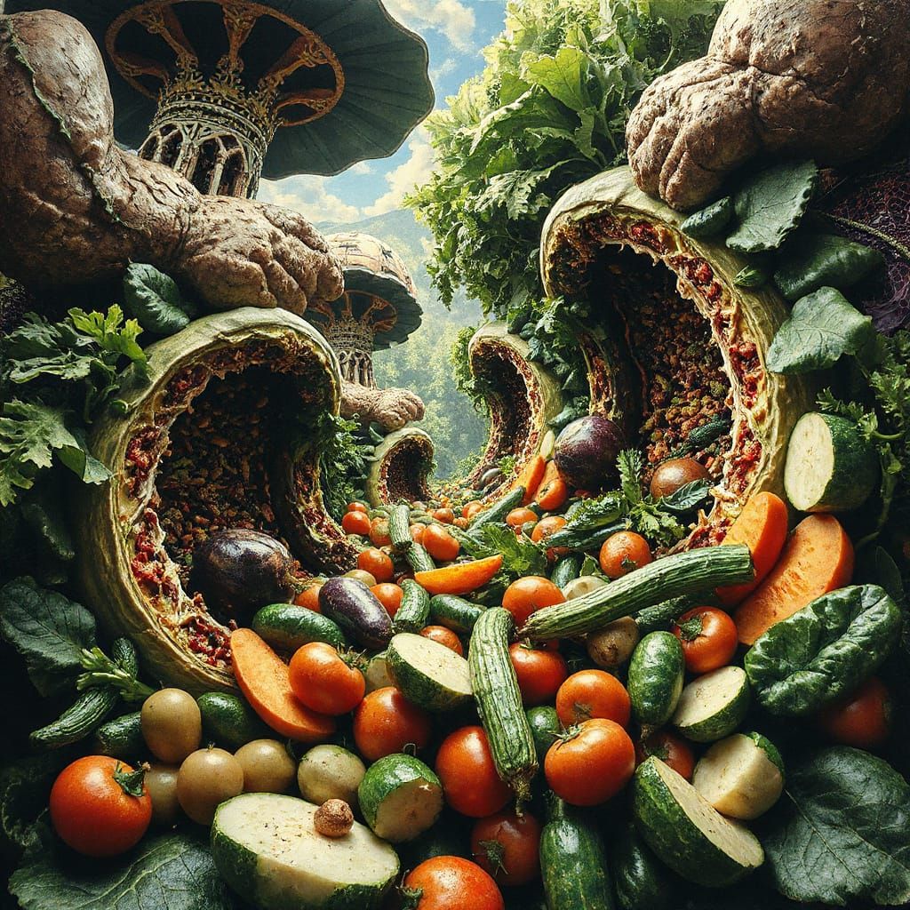 Optimal Trajectory into the Salad in Whimsical Artistic Styl...