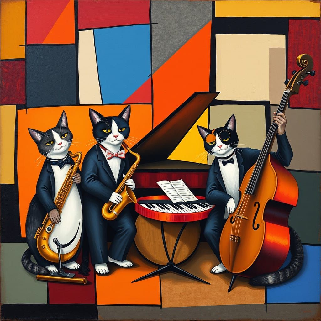 Cats in a Geometric Jazz Quartet