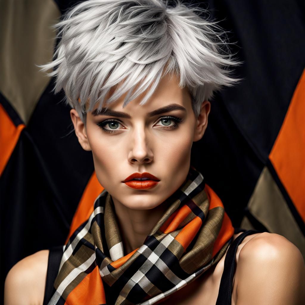 Gorgeous Girl with Silver Hair in Modern Watercolor Style