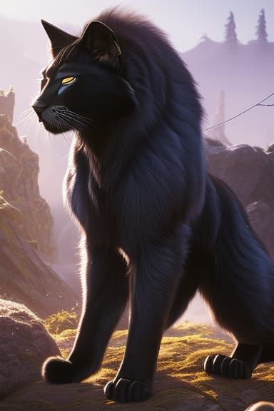 Beautiful Werecat Portrait in Studio Ghibli Style