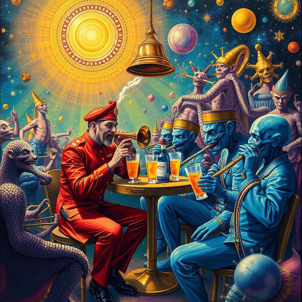 Surreal Space Cafe: A Hieronymus Bosch-Inspired Utopia