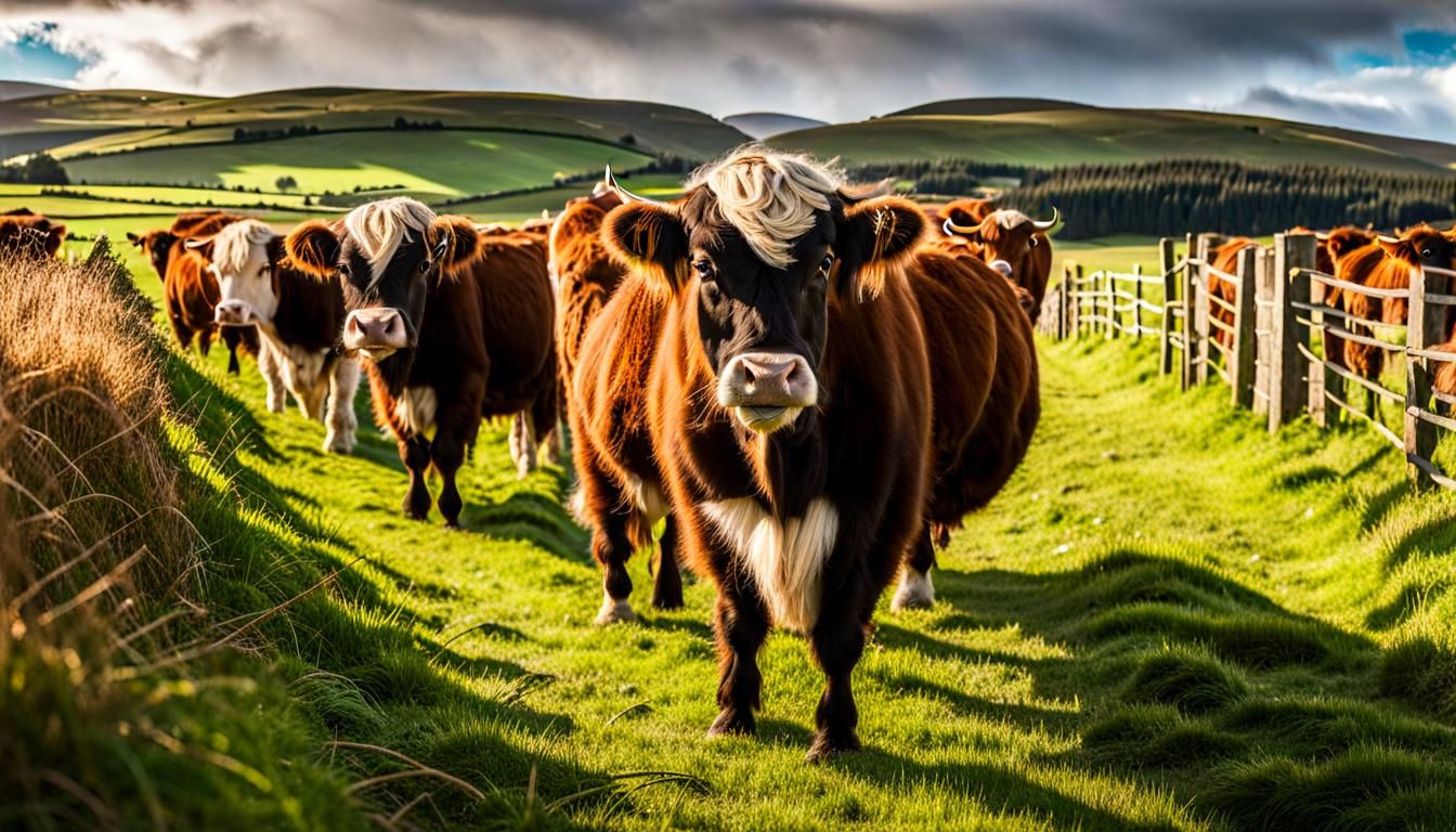 Teenage Farmer Leading Cows to Pasture